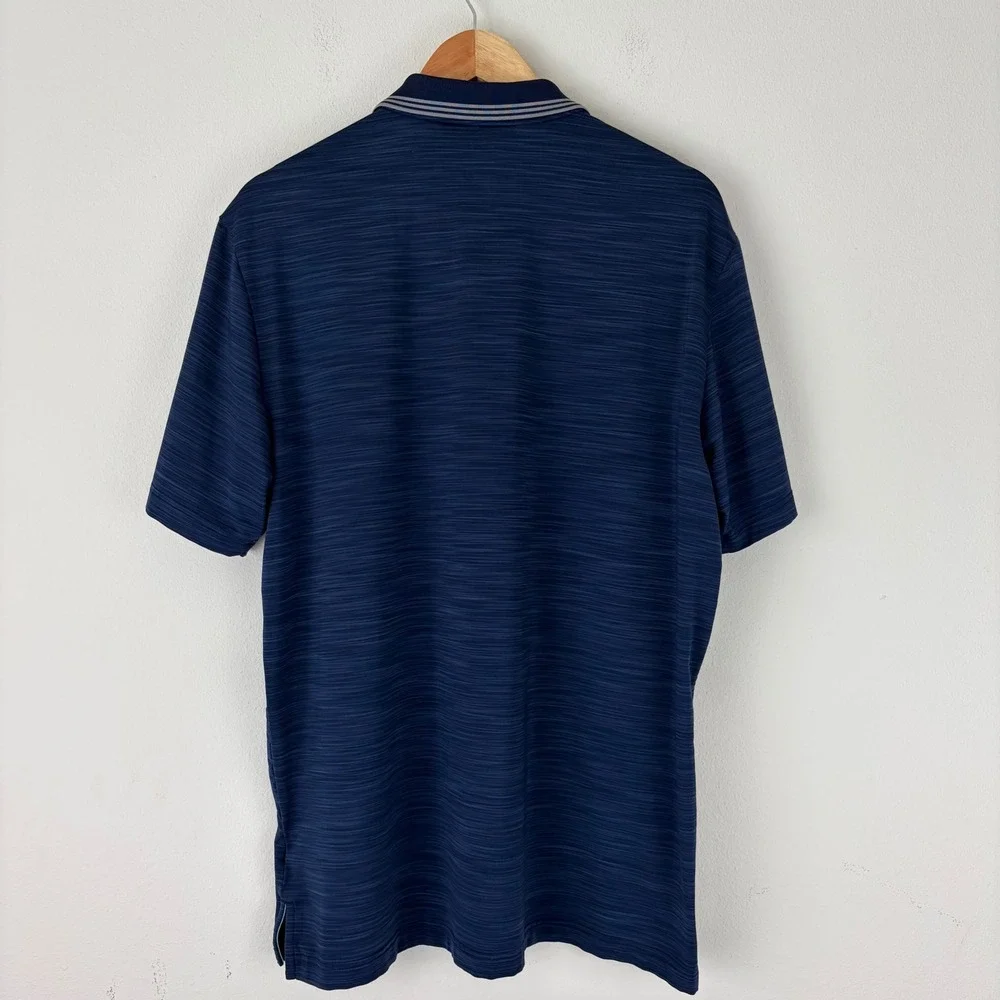 Adidas Golf Mens Navy Blue Large Space Dye Performance Polo Shirt Striped Collar